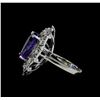 Image 3 : 9.13 ctw Tanzanite and Diamond Ring - 14KT White Gold