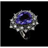 Image 4 : 9.13 ctw Tanzanite and Diamond Ring - 14KT White Gold