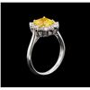 Image 4 : GIA Cert 1.89 ctw Yellow Sapphire and Diamond Ring - 18KT White Gold