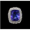 Image 2 : GIA Cert 22.59 ctw Tanzanite and Diamond Ring - 14KT White Gold