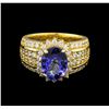 Image 2 : 14KT Yellow Gold 3.29 ctw Tanzanite and Diamond Ring