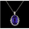 Image 3 : 11.33 ctw Tanzanite and Diamond Pendant With Chain - 14KT White Gold
