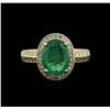 Image 2 : 14KT Yellow Gold 2.16 ctw Emerald and Diamond Ring