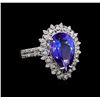 Image 1 : 4.04 ctw Tanzanite and Diamond Ring - 14KT White Gold