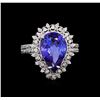 Image 2 : 4.04 ctw Tanzanite and Diamond Ring - 14KT White Gold