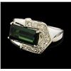 Image 1 : 2.34 ctw Tourmaline and Diamond Ring - Platinum