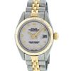 Image 1 : Rolex Two-Tone Cream Arabic Fluted Oyster Band DateJust Ladies Watch