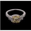 Image 2 : 1.67 ctw Light Yellow Diamond Ring - 14KT White Gold