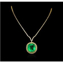 18KT Yellow Gold GIA Certified 49.47 ctw Emerald and Diamond Necklace