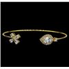 Image 1 : Star and Drop CZ Open Bangle Bracelet - Gold Plated