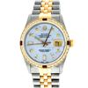 Rolex Two-Tone Mother Of Pearl Diamond and Ruby DateJust Men's Watch