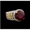 Image 1 : 14KT Two-Tone Gold 9.57 ctw Ruby and Diamond Ring