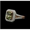 Image 1 : 4.52 ctw Green Sapphire and Diamond Ring - 14KT Rose Gold