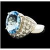 Image 1 : 3.80 ctw Aquamarine and Diamond Ring - Platinum