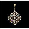 Image 1 : 7.52 ctw Multi Gemstone Pendant - 10-18KT Yellow and White Gold