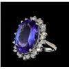 Image 1 : 14.88 ctw Tanzanite and Diamond Ring - 14KT White Gold