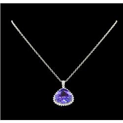 21.58 ctw Tanzanite and Diamond Pendant With Chain - 14KT White Gold