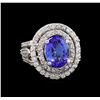 Image 1 : 3.65 ctw Tanzanite and Diamond Ring - 14KT White Gold