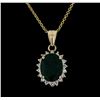 Image 2 : 4.02 ctw Emerald and Diamond Pendant With Chain - 14KT Yellow Gold