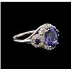 Image 1 : 3.81 ctw Tanzanite, Blue Sapphire, and Diamond Ring - 14KT White Gold