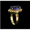 Image 4 : 4.80 ctw Tanzanite and Diamond Ring - 14KT Yellow Gold