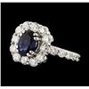Image 1 : 1.45 ctw Sapphire and Diamond Ring - 14KT White Gold