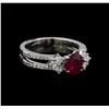 Image 1 : 1.25 ctw Ruby and Diamond Ring - 18KT White Gold