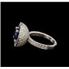 GIA Cert 3.60 ctw Sapphire and Diamond Ring - 14KT White Gold