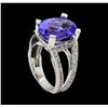 Image 4 : 7.37 ctw Tanzanite and Diamond Ring - 14KT White Gold
