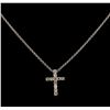 Image 1 : 0.31 ctw Diamond Cross Pendant With Chain - 14KT White Gold