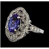 Image 1 : 3.52 ctw Tanzanite and Diamond Ring - 14KT White Gold