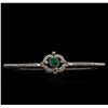 Image 1 : 0.51 ctw Emerald and Diamond Pin - 10KT White Gold