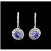 Image 1 : 14KT White Gold 2.83 ctw Tanzanite and Diamond Earrings