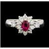 Image 2 : 0.55 ctw Ruby and Diamond Ring - Platinum