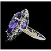 Image 3 : 16.06 ctw Tanzanite, Sapphire and Diamond Ring - 14KT White Gold