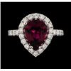 Image 2 : 2.65 ctw Tourmaline and Diamond Ring - 14KT White Gold