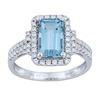 Image 1 : 1.97 ctw Aquamarine and Diamond Ring - 14KT White Gold