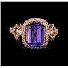 Image 2 : 3.20 ctw Tanzanite and Diamond Ring - 14KT Rose Gold