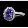 Image 1 : 3.11 ctw Tanzanite and Diamond Ring - 14KT White Gold