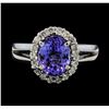 Image 2 : 3.11 ctw Tanzanite and Diamond Ring - 14KT White Gold