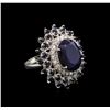 12.85 ctw Sapphire and Diamond Ring - 14KT White Gold