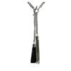 Image 2 : Double Leather Tassel Chain Necklace - Rhodium Plated
