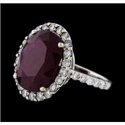 12.76 ctw Ruby and Diamond Ring - 14KT White Gold