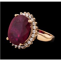 11.51 ctw Ruby and Diamond Ring - 14KT Rose Gold