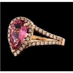 1.70 ctw Pink Tourmaline and Diamond Ring - 14KT Rose Gold