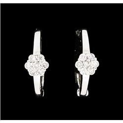 0.13 ctw Diamond Hoop Earrings - 14KT White Gold