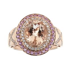 2.59 ctw Morganite, Pink Sapphire, and Diamond Ring - 14KT Rose Gold