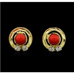 14KT Yellow Gold Coral Earrings