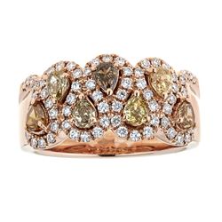 0.95 ctw Yellow, Champagne, and Cognac Diamond Ring - 18KT Rose Gold