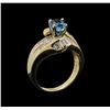 Image 4 : 2.17 ctw Blue Zircon and Diamond Ring - 14KT Yellow Gold